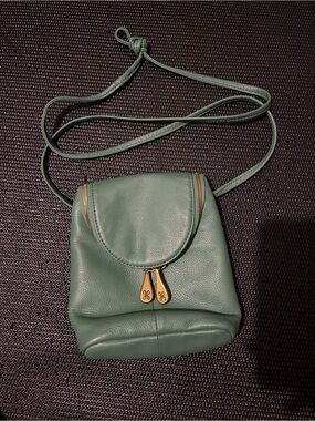 Hobo Fern Mint Green Leather Crossbody Purse 8" x 6"